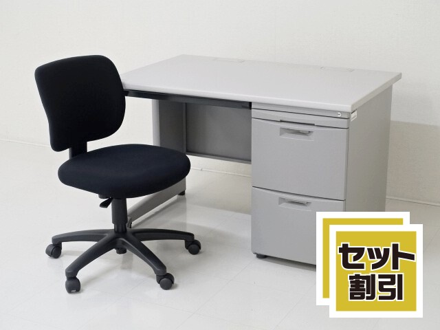売却 □プラス 364812 片袖机 RJ-107A-3 LGY エルグレー 引出A 