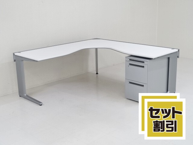 中古｜オカムラ｜プロステージ ［ワゴン：プロユニット］｜Ｌ型デスク 