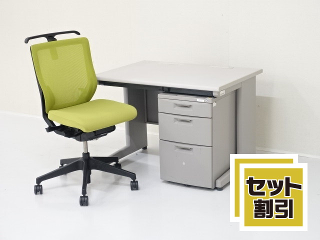 平デスク・3段ワゴン・オフィスチェアセット D-37032 商品写真:イトーキ
